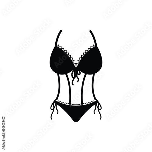 Boudoir Style Corset Silhouette Vector Collection Featuring Elegant Lace Lingerie and Women's Underwear Designs on a White Background
