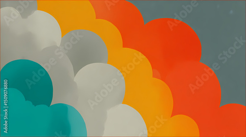 Creative comic-style explosion clouds with vibrant colors and distinct outlines on a plain background. Discrete Panel. Illustration