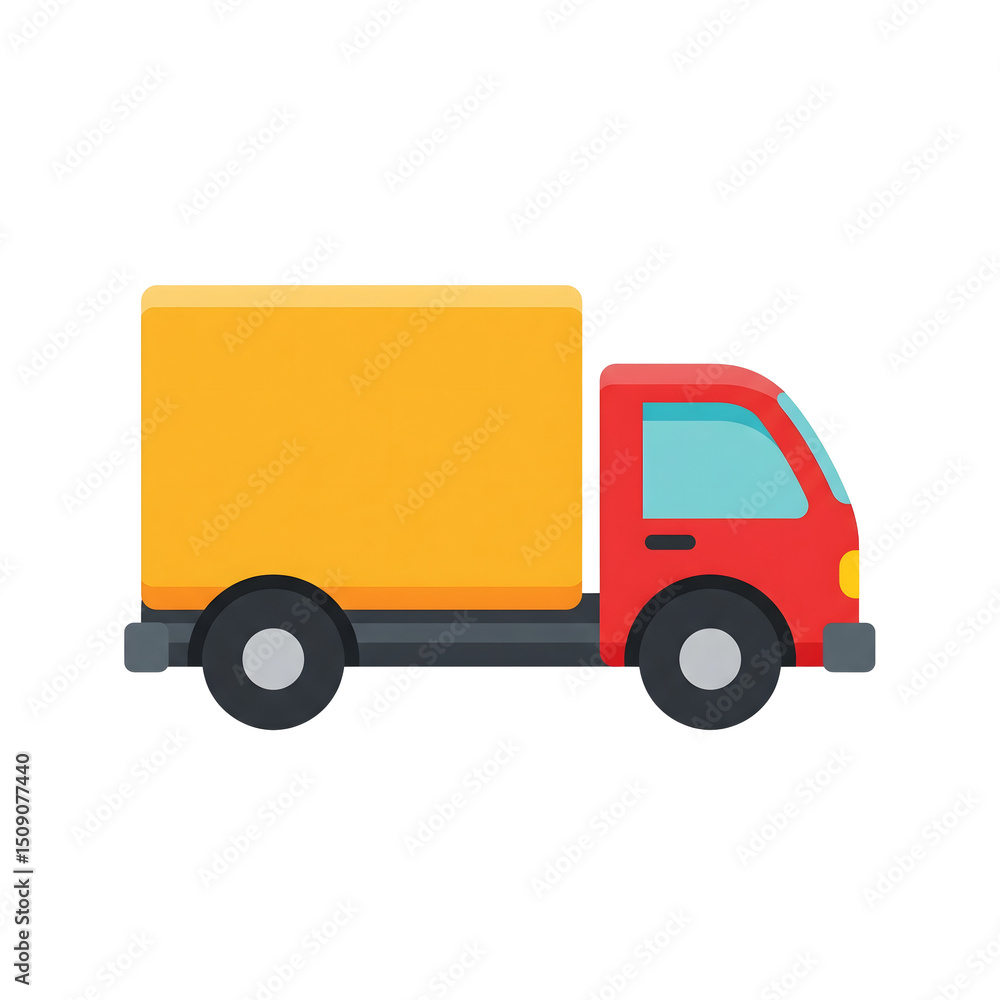 Flat vector clipart of a delivery truck icon, shipping service, on solid white background Flat vector clipart of a delivery truck icon, shipping service, on solid white background
