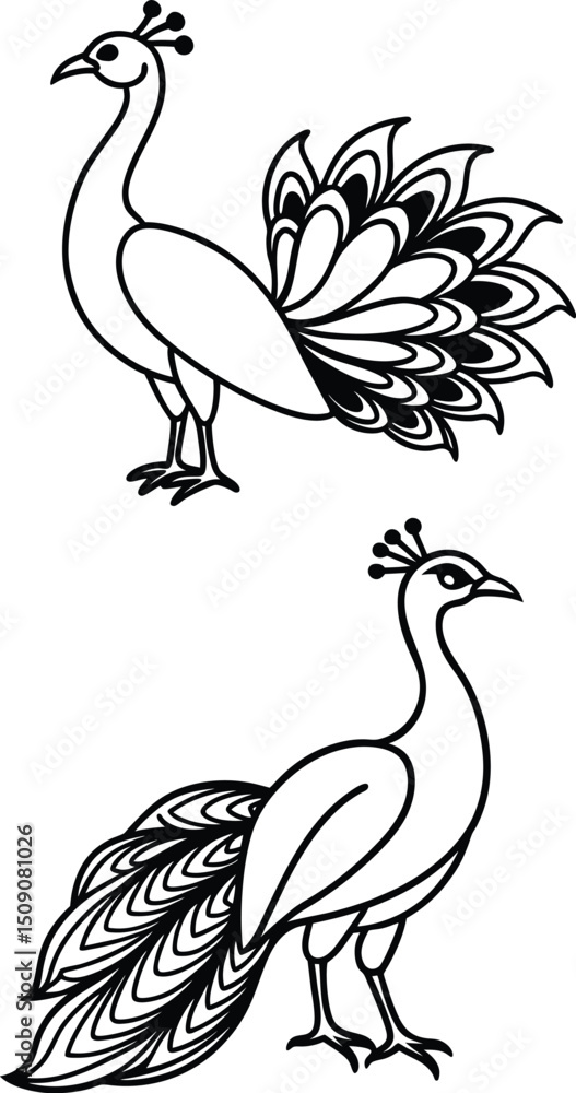 Naklejka premium set of a peacocks silhouettes 