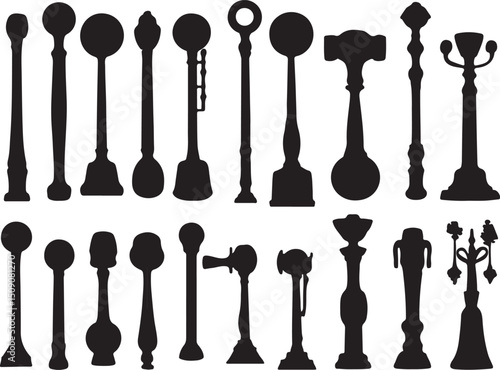 Silhouette Collection: Vintage Street Lamp Post Designs, Architectural Lighting Elements Art