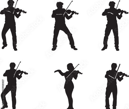 Silhouette Vector Art: Violin Players, Musicians, Orchestra, Classical Music, String Instruments