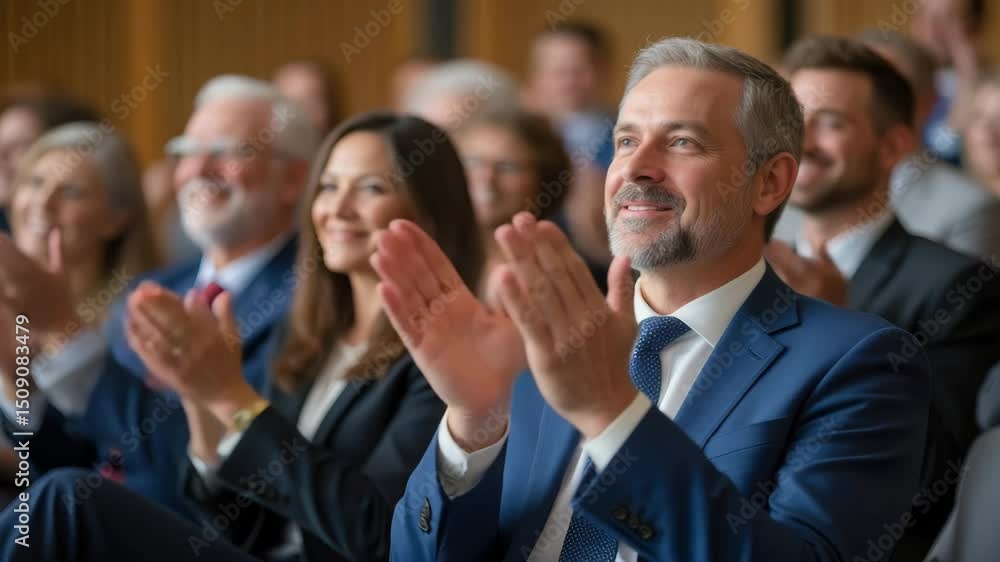 Diverse Group of Professionals Applauding at Business Conference or Seminar Event Diverse Group of Professionals Applauding at Business Conference or Seminar Event