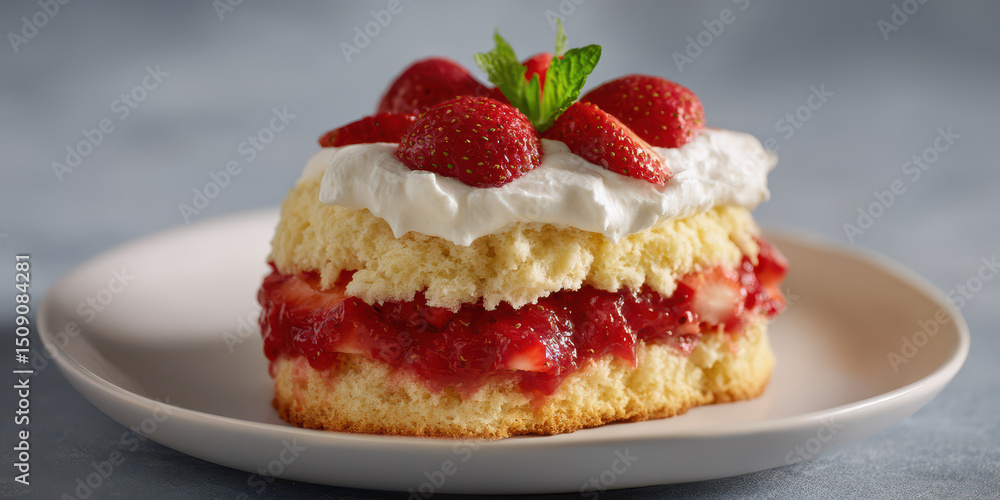 Vegan strawberry shortcake with almond cream and fresh strawberries Vegan strawberry shortcake with almond cream and fresh strawberries