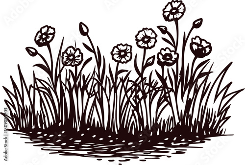 a-cluster-of-poppies-amidst-tall-grasses--their-pe.eps