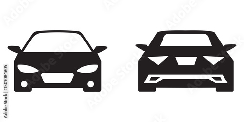 Car icon set in linear style. Transport vector illustration