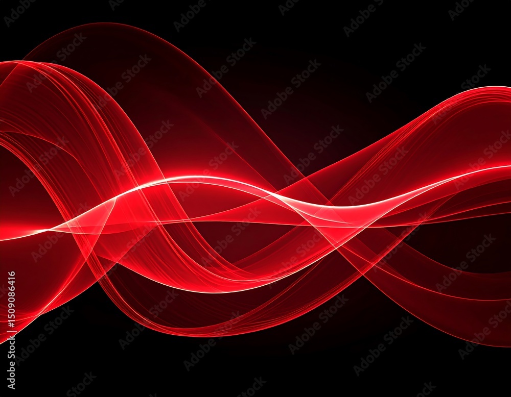 Naklejka premium Abstract red flowing waves on black background (1)