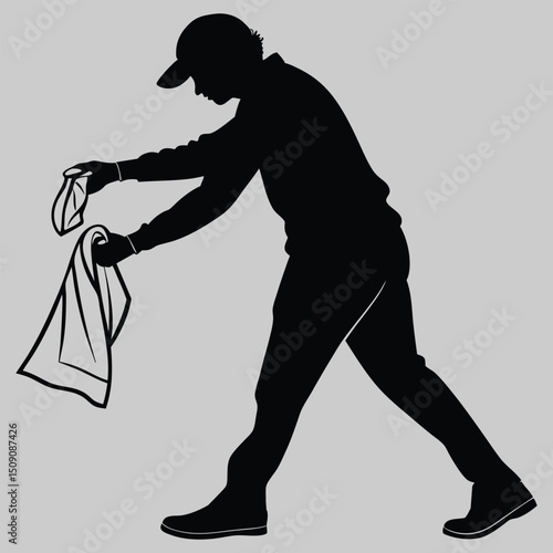 a person pulling on gloves silhouette vector design art and illustration