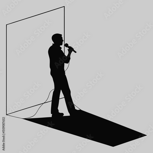 a reporter holding a microphone silhouette vector design art and illustration