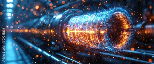 Abstract futuristic engine with glowing energy