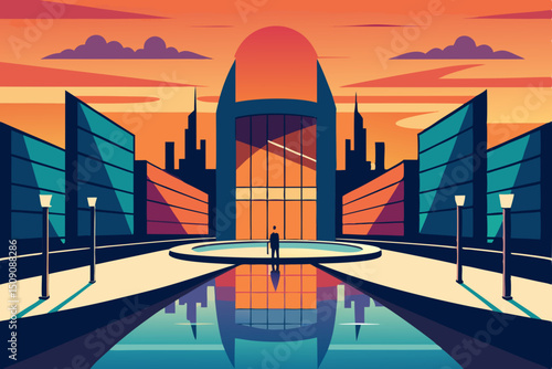 sunset over the city