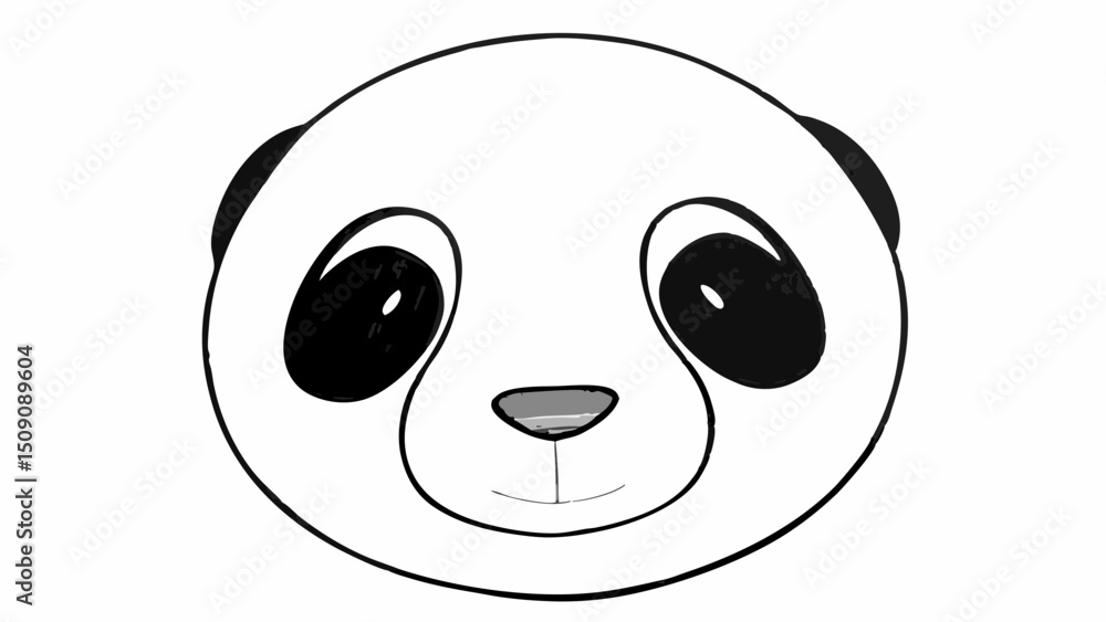 Fototapeta premium simple panda face, cute panda illustration,