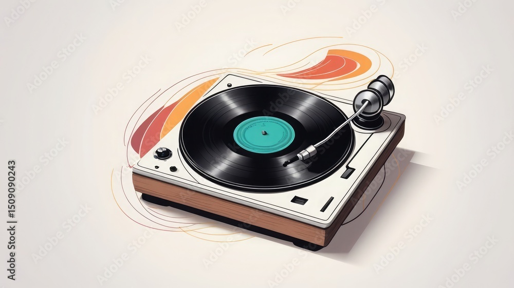 Fototapeta premium Vinyl Record and Headphones – Music Day Retro Style