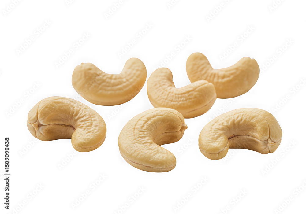 Cashew nuts arrangement isolated on transparent background Cashew nuts arrangement isolated on transparent background