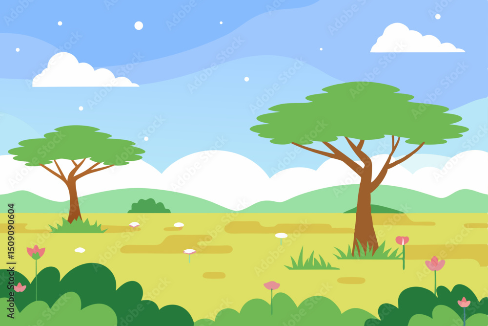 Fototapeta premium landscape with trees and hills