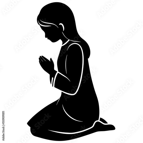silhouette of a woman praying 