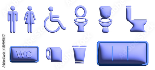 toilet vector icons set 3D