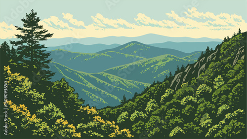 Scenic Appalachian Mountains Landscape, Summer View
