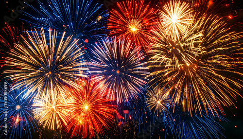 Abstract America: Red, White and Blue Flags and Fireworks 73