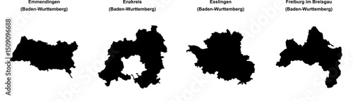 Emmendingen, Enzkreis, Esslingen, Freiburg im Breisgau outline maps