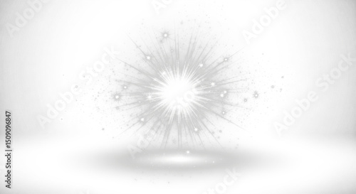 A bright flash of white light with many stars