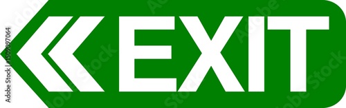 Exit sign with arrow pointing left. Emergency exit.