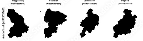 Cloppenburg, Cuxhaven, Delmenhorst, Diepholz outline maps