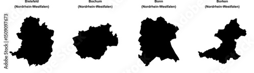 Bielefeld, Bochum, Bonn, Borken outline maps