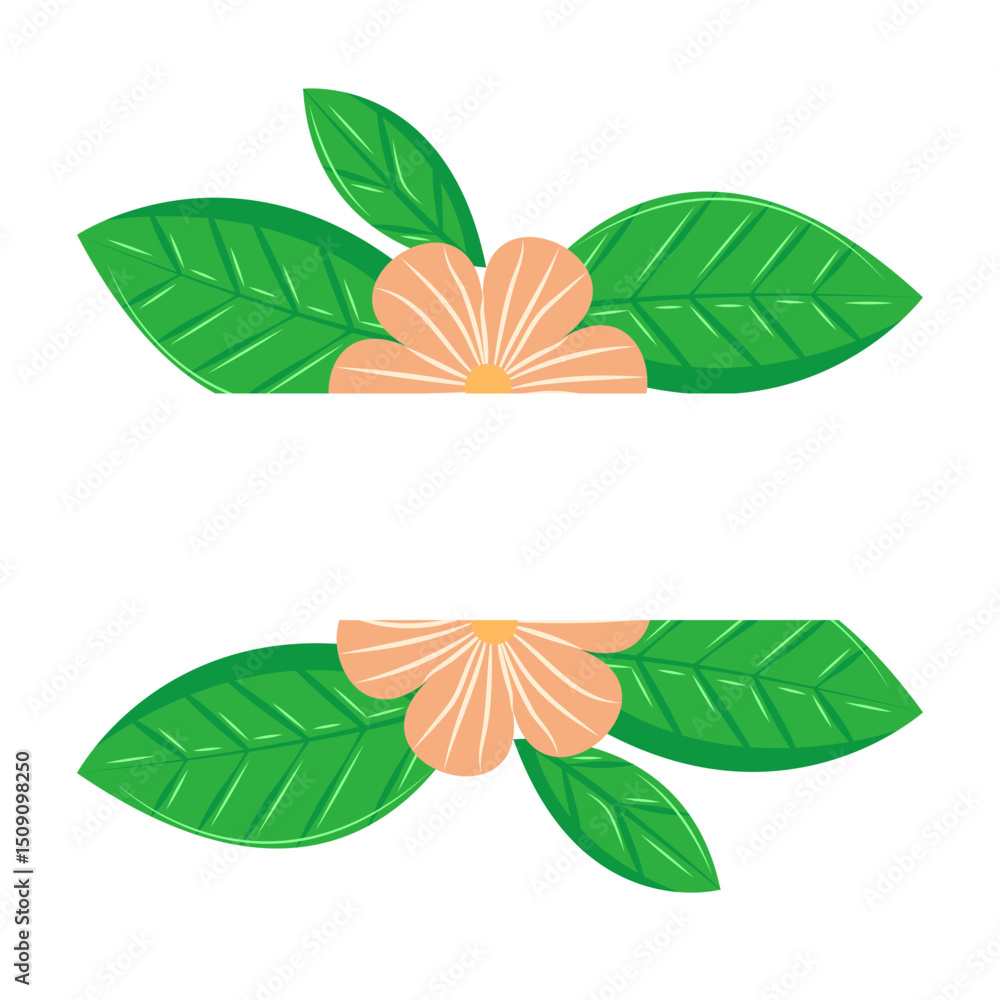 Obraz premium Flower border. Floral elements, wildflower, leaves and herb, plants, foliage. Vectors for decor, website, wedding card and shop.