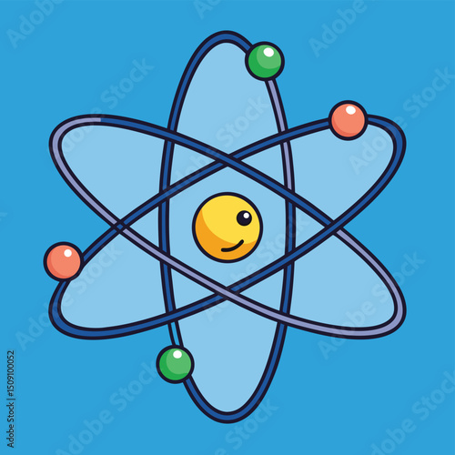 Atomic model with three electrons orbiting nucleus