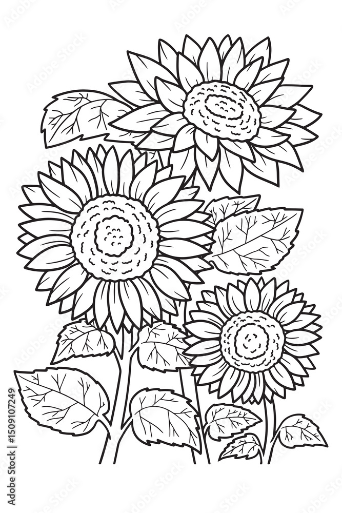 Fototapeta premium Hand drawn flower black and white 