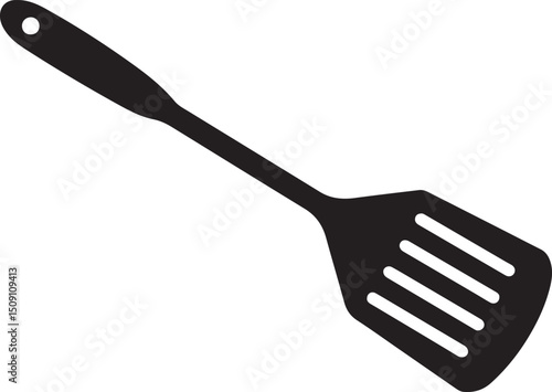 Simple Kitchen Spatula Icon Isolated on White Background Slotted Turner