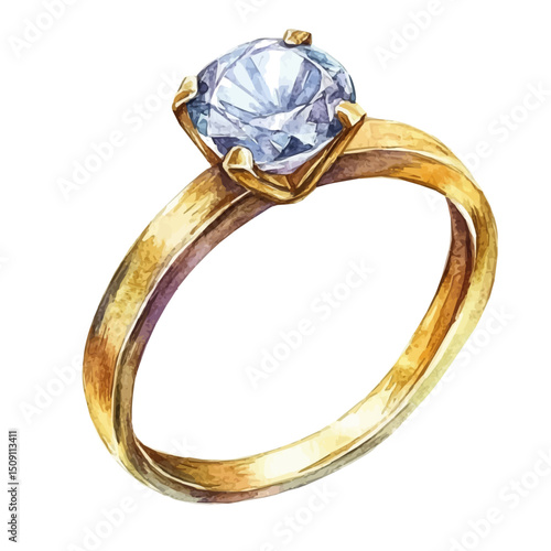 watercolor vector of Ring, high quality, isolated on a white background.