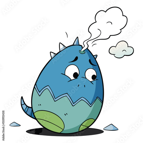 Dragon egg with cracked shell emitting magical smoke before hatching