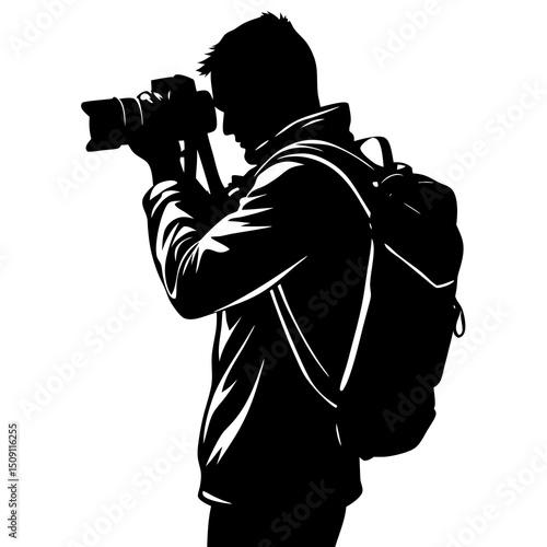 man with camera silhouette minimalist design