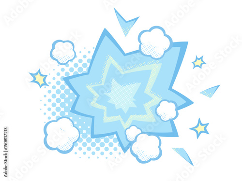ポップな衝撃のエフェクトのイラスト素材_水色
