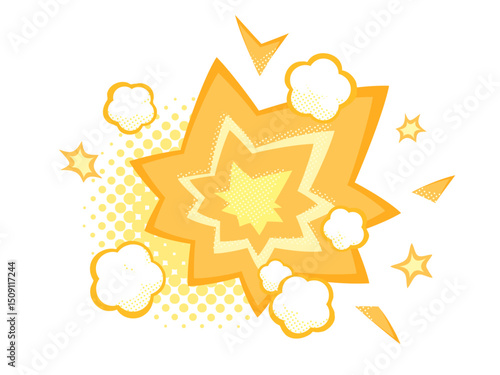 ポップな衝撃のエフェクトのイラスト素材_オレンジ