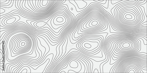 Generate a seamless white topographic contour map pattern with smooth, organic line work. The design should appear abstract, with evenly spaced gray contour lines on a light background, 