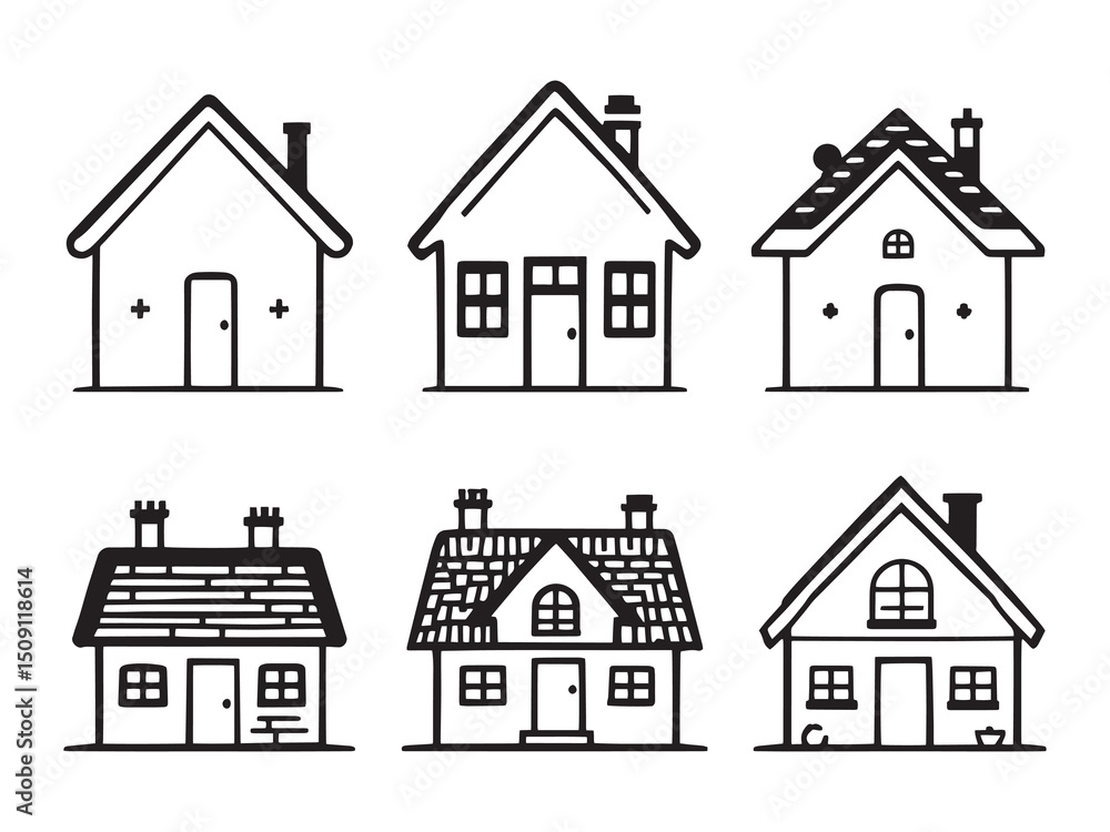Toad House Line Art Illustrations Toad House Line Art Illustrations