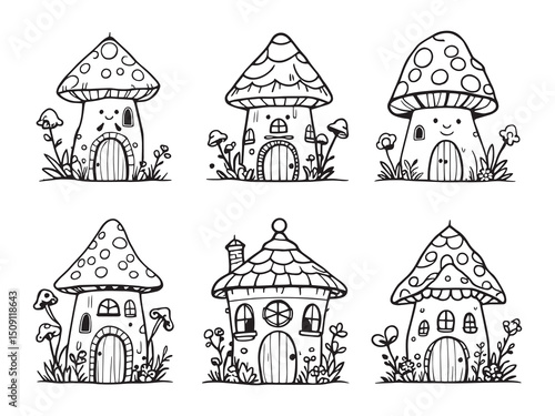 Minimalist Toad House Outline Set