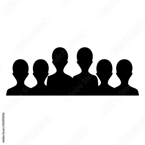 Silhouette of a group of people standing together in a line form