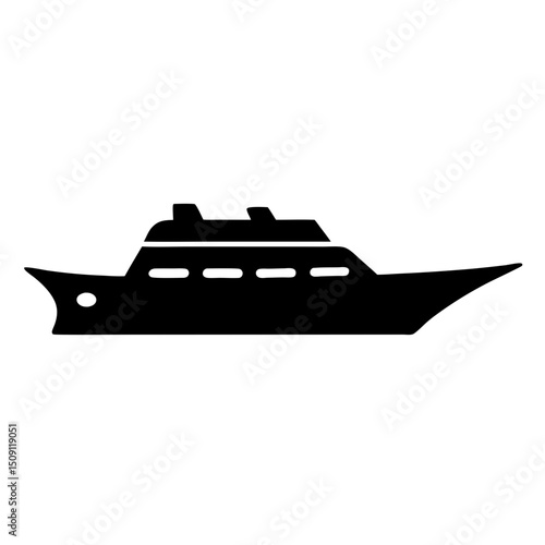 Stylized black silhouette of a large yacht or cruise ship icon