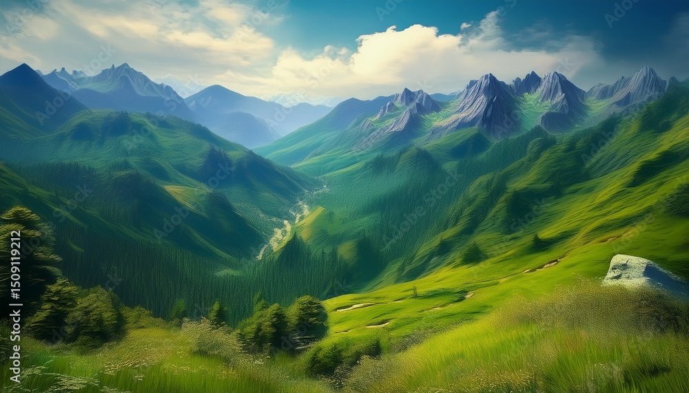 Fototapeta premium paysage montagneux verdoyant