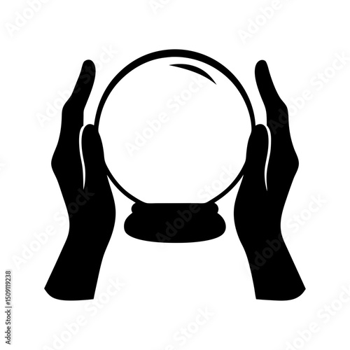 Crystal ball held in hands, a symbol of fortune telling future