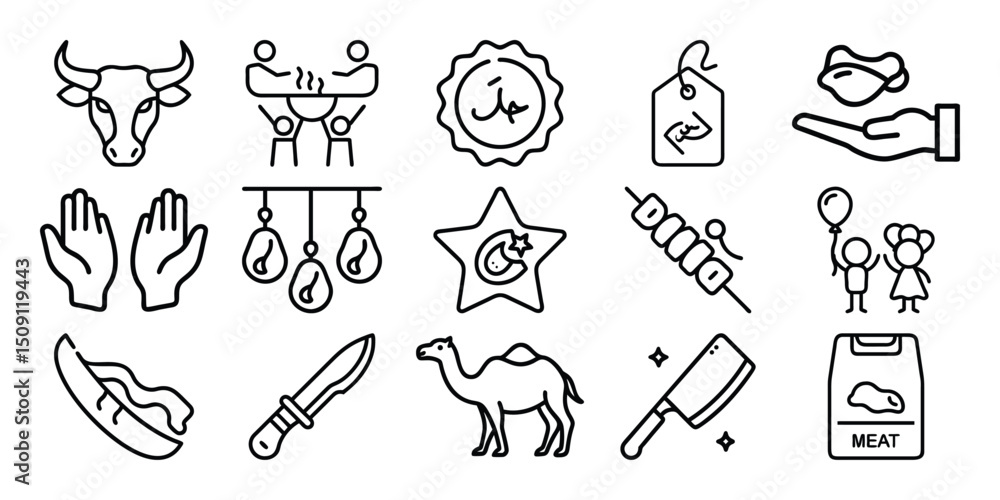 Obraz premium set of different Eid animals icon