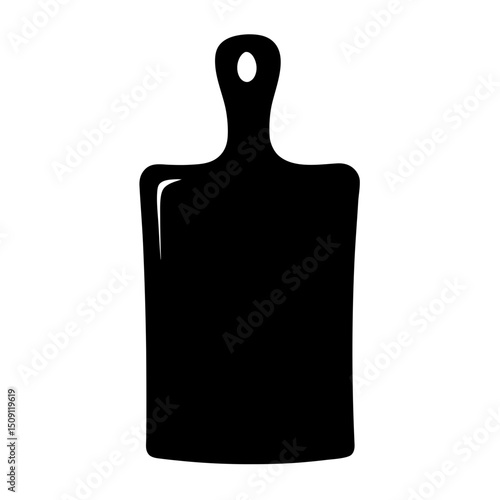 Silhouette of a simple wooden cutting board with handle and hanging hole