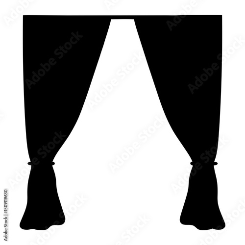 Silhouette of Elegant Curtains Revealing a Bright Opening, Interior Design Element