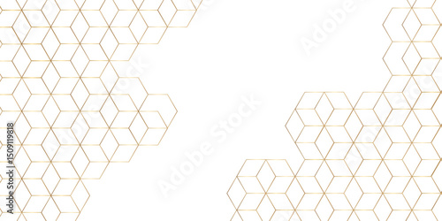 Abstract golden hexagon graphic ornament. arabian Stylish Seamless pattern on white background. Creative design. Design for book, notebook and calendar covers. high quality textile design, vector .	
