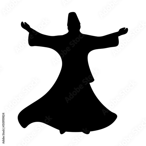 Silhouette of a Whirling Dervish in a state of trance and meditation