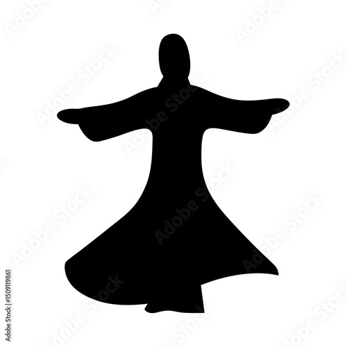 Silhouette of a whirling dervish in a spiritual dance performance art